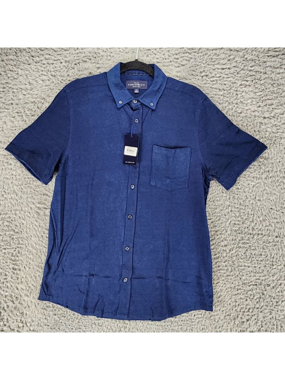 Construct Shirt Mens Small Blue Cotton Short Sleeve Button Up *NWT*